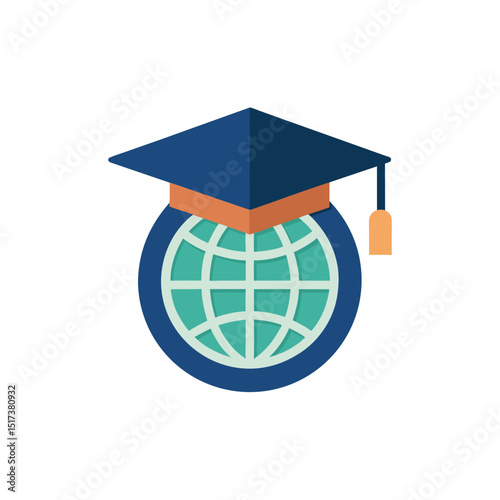 graduation cap with globe icon representing intern 