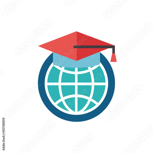 graduation cap with globe icon representing intern.svg