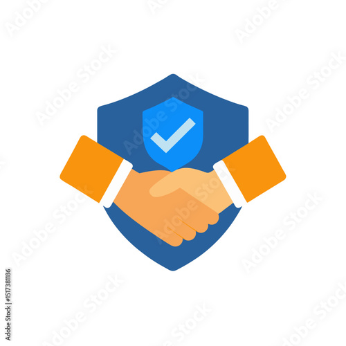 handshake with shield icon symbolizing secure agre 