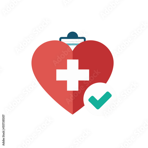 heart with cross and clipboard icon representing