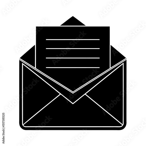 Open envelope icon with letter inside representing communication and important messages