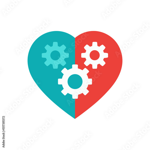 heart with gears inside icon representing emotiona