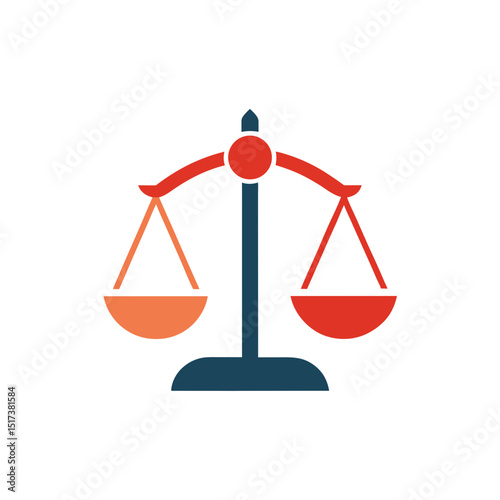 justice scale symbol in modern vector flat style