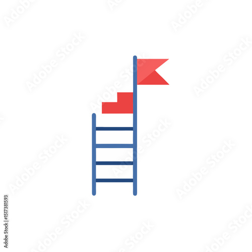 ladder with flag icon representing career growth 