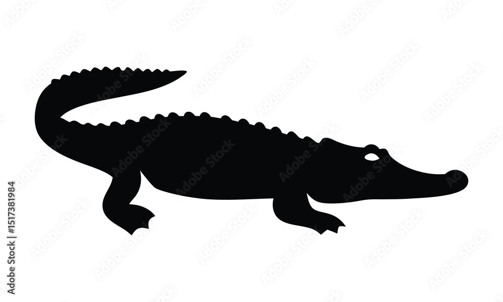 Naklejka premium Alligator silhouette vector, Crocodile Black Silhouette vector