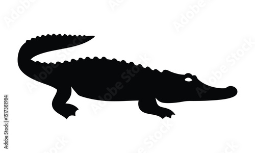 Alligator silhouette vector, Crocodile Black Silhouette vector