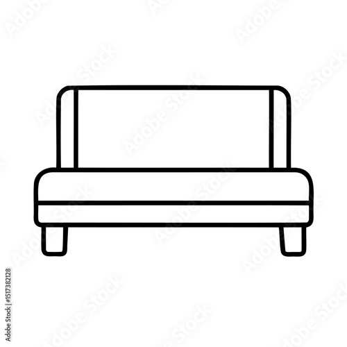 Simple outline illustration of a modern upholstered couch suitable for interior design projects