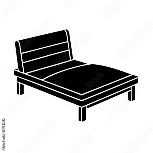 Black and white illustration of a simple modern chaise lounge for relaxing and comfort