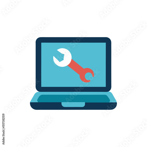 laptop with wrench icon symbolizing technical supp.svg