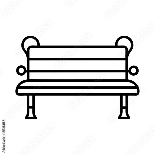 Simple outline icon illustration of a park bench isolated on a white background