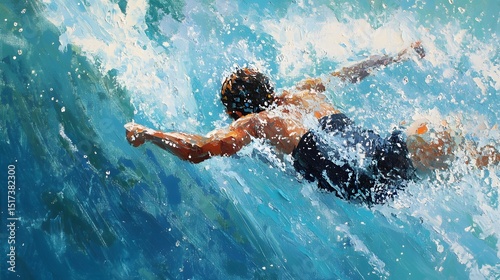 A swimmer navigating a powerful wave.