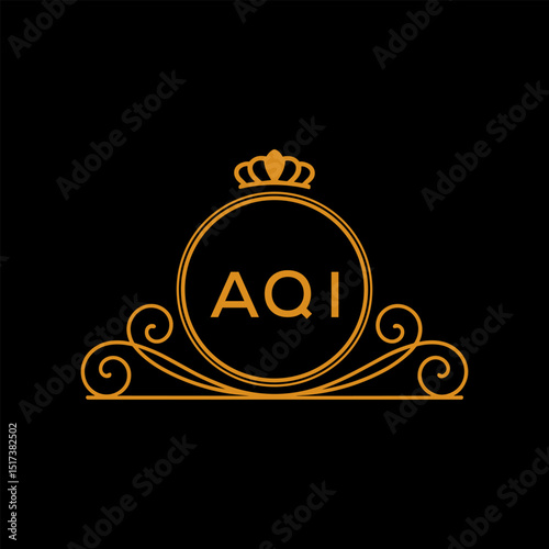 Initial AQI Letter Linked Logo for business and company identity. Modern AQI Letter Logo Vector Template with modern trendy golden logo.
