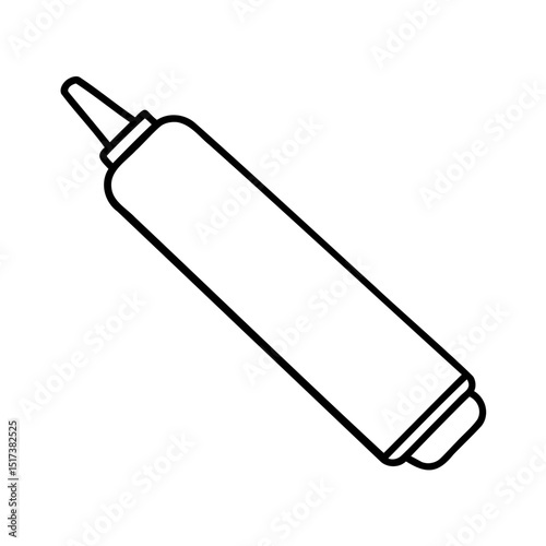 A simple black outline icon of a squeeze bottle isolated on a white background