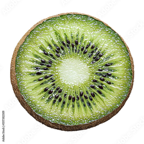 High resolution kiwi slice image isolated on transparent background