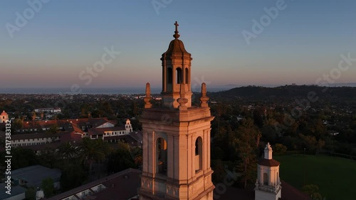 Aerial 4K Drone Video of Saint Anthony’s Seminary in Santa Barbara California at Sunset
