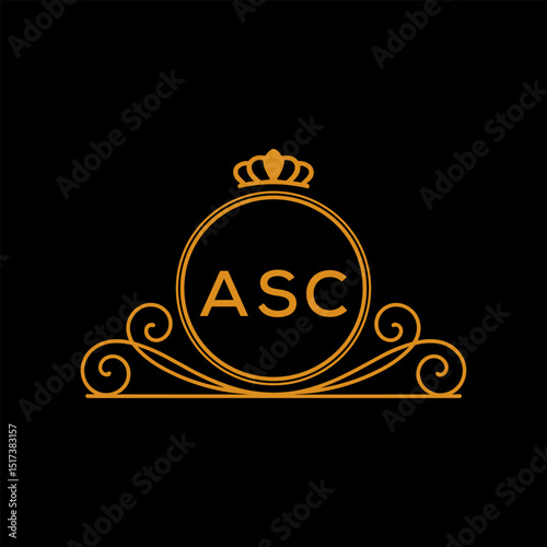 Initial ASC Letter Linked Logo for business and company identity. Modern ASC Letter Logo Vector Template with modern trendy golden logo.

