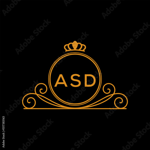 Initial ASD Letter Linked Logo for business and company identity. Modern ASD Letter Logo Vector Template with modern trendy golden logo.
