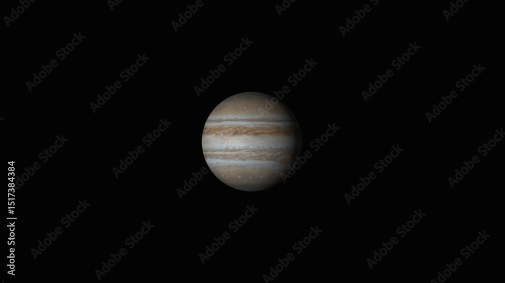 Beautiful planet of Jupiter animation. Jupiter is rotating. Milky Way galaxy's giant planet of Jupiter on alpha channel screen Beautiful planet of Jupiter animation. Jupiter is rotating. Milky Way galaxy's giant planet of Jupiter on alpha channel screen