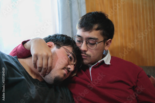 Latin gay couple supporting each other