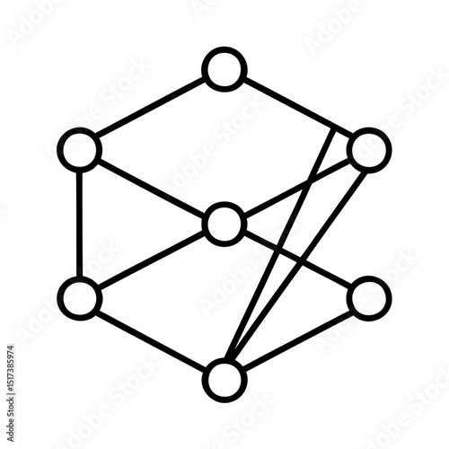 Abstract representation of a network structure with nodes and connected lines in black