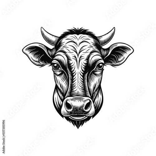Cattle portrait, a brown and white cow's head in a green grass pasture, ideal for agriculture and dairy farming themes
