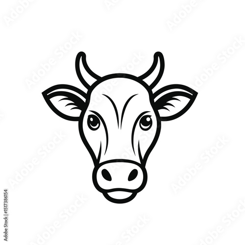 Funny cartoon illustration of a cute cow on a farm with other livestock