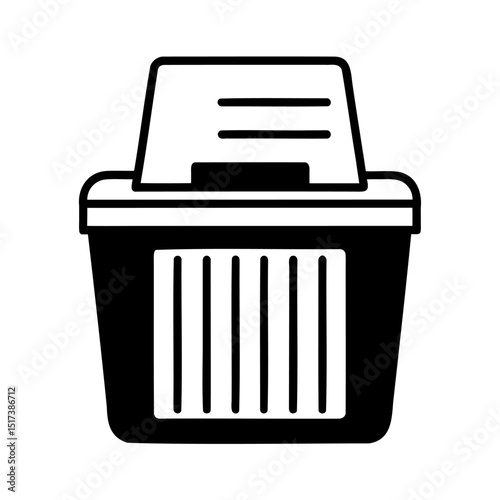 Simple black and white illustration of a document shredder for data protection