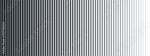 Black and white stripe composition with repeating line pattern. Gradient fade effect creates a clean background concept. Vector illustration