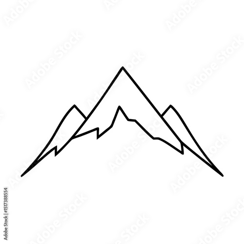 Simple outline illustration of mountain peaks with a clean modern minimalist design