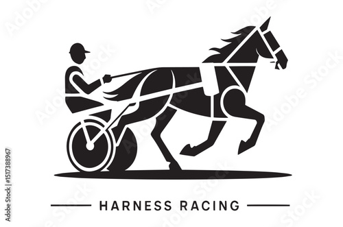 Harness racing logo design horse and driver in silhouette