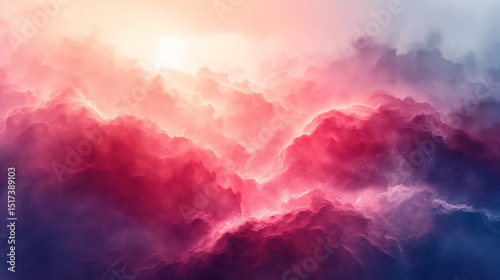 Sunlit clouds in surreal color burst. Dreamlike sky with pink and violet hues. Perfect for abstract backgrounds, meditation art, or inspirational themes.