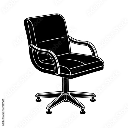 Simple black and white office chair illustration ideal for business and interior design concepts