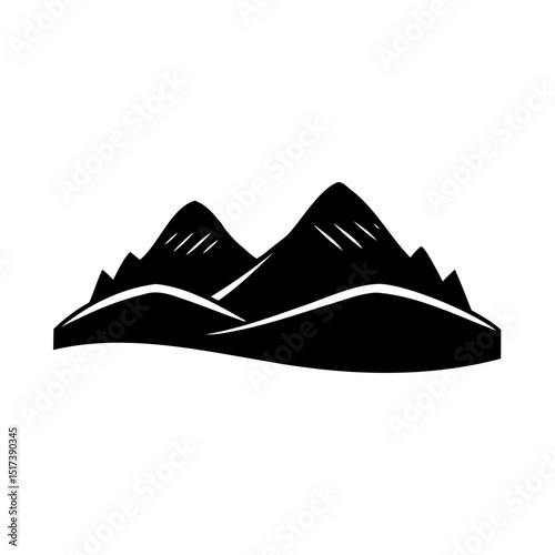 Elegant black and white mountain range illustration suitable for logos and graphic design