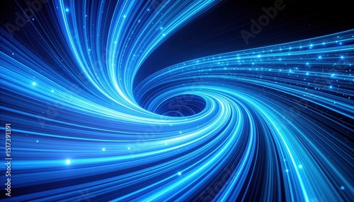 Blue Neon Energy Swirl in Dark Space