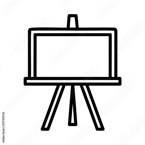 Simple black and white easel icon for art projects and creative illustrations