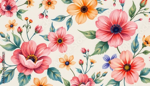 Wallpaper Mural Vibrant Floral Pattern Seamless Design Beautiful Spring Summer Blooms Perfect for Textile Wallpaper Torontodigital.ca