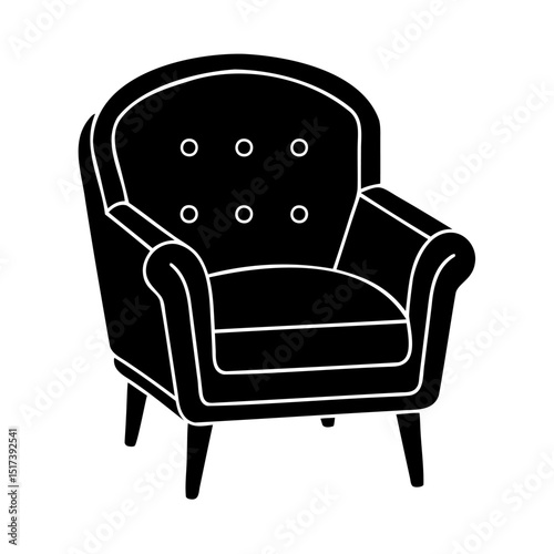 Elegant black and white armchair illustration perfect for interior design and furniture concepts