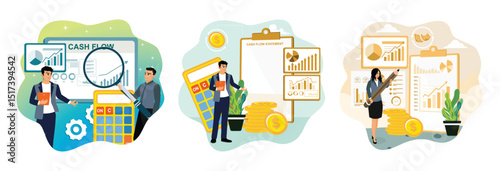 Entrepreneurs create financial reports, check cash flow statements, analyze financial data.