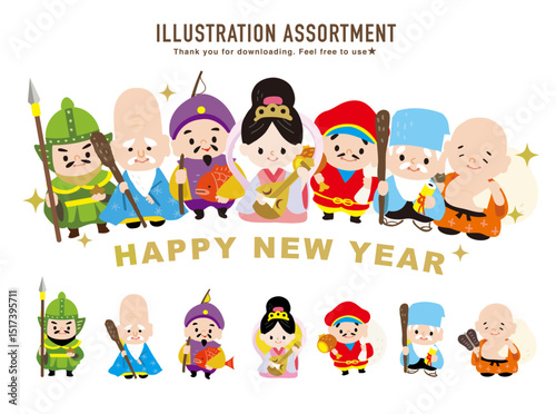お正月のかわいいイラスト素材セット｜年賀状・SNS・商用利用OK