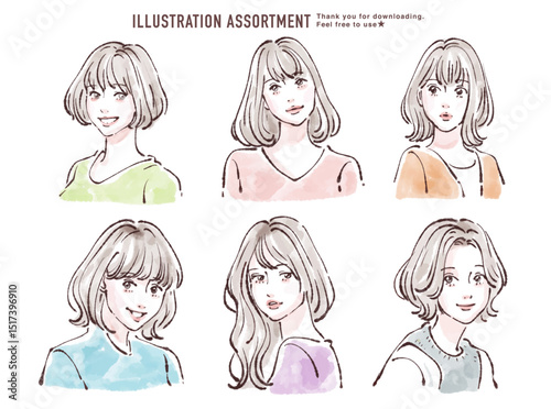 女性・女の子のイラスト素材セット