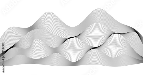 Black geography wavy lines on white Abstract background. Vector illustration Black and white graphics