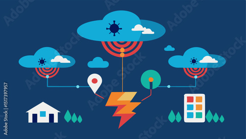 AI Prediction Models Depict an AI model predicting potential disaster impacts using satellite imagery with graphical representations of storms or floods evolving in the background.