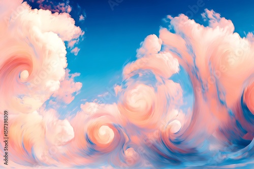 Whimsical pastel swirls in the sky