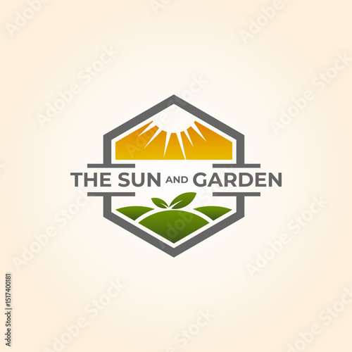 LOGO THE SUN AND GARDEN ILLUS...