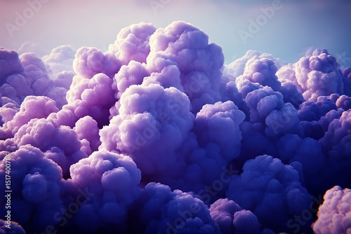 Voluminous dreamy clouds in a pastel sky