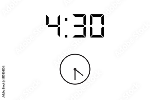 4:30 vector image and icon black colour on white background.