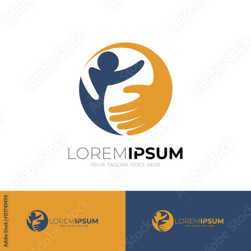 Hand care logo and children design vector, unity logos