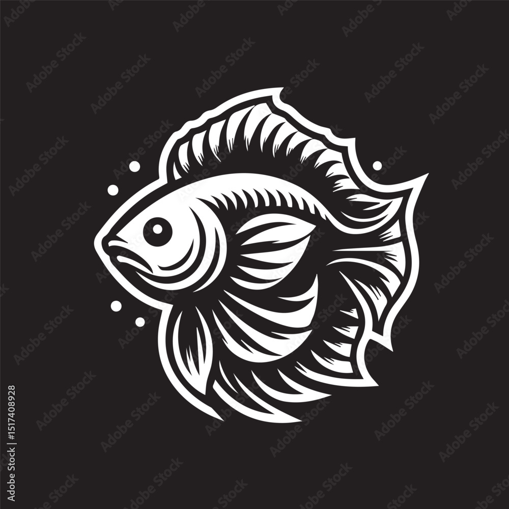 Fototapeta premium fish logo, editable black and white vector