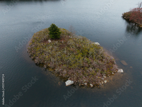Top-down view of small island in Harriman State Park