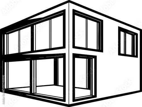 Minimalist house SVG in stylish design.Modern Architectural Sketch of a Stylized House Design